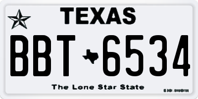 TX license plate BBT6534