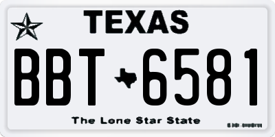 TX license plate BBT6581