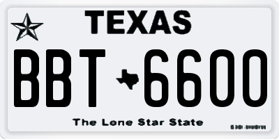 TX license plate BBT6600