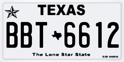 TX license plate BBT6612