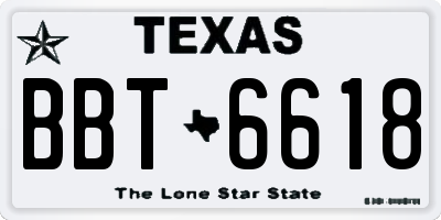 TX license plate BBT6618