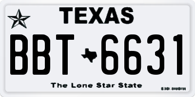 TX license plate BBT6631