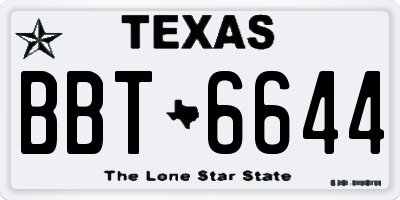 TX license plate BBT6644