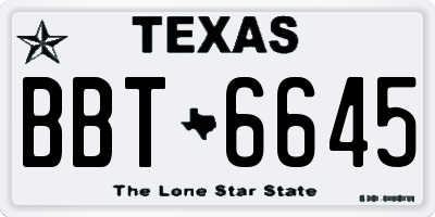 TX license plate BBT6645