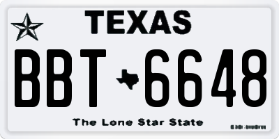 TX license plate BBT6648