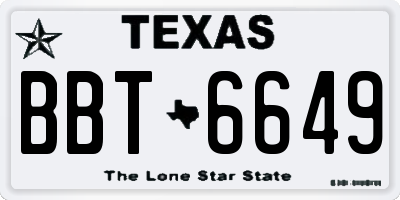 TX license plate BBT6649