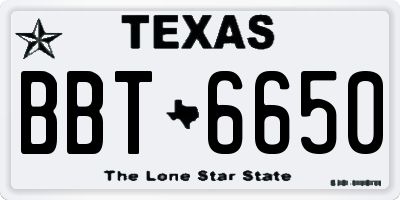 TX license plate BBT6650