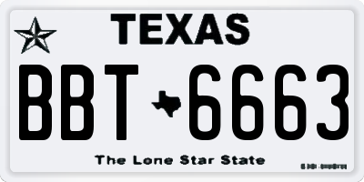 TX license plate BBT6663