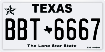 TX license plate BBT6667