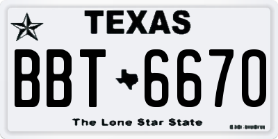 TX license plate BBT6670