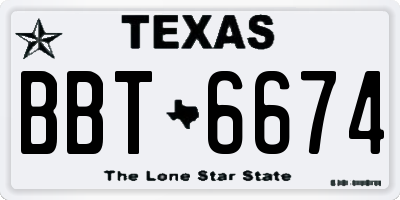 TX license plate BBT6674