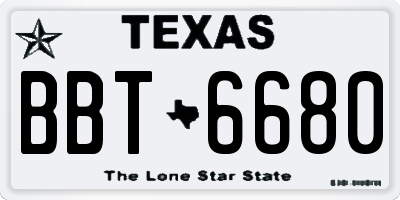 TX license plate BBT6680