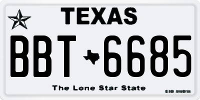 TX license plate BBT6685