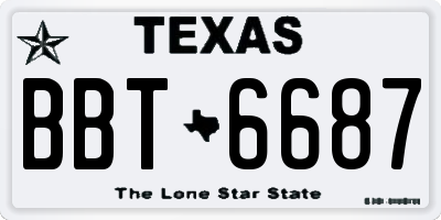TX license plate BBT6687