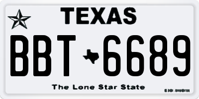 TX license plate BBT6689