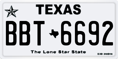 TX license plate BBT6692