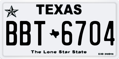 TX license plate BBT6704