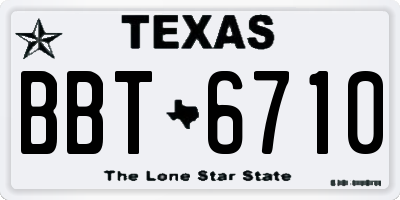 TX license plate BBT6710