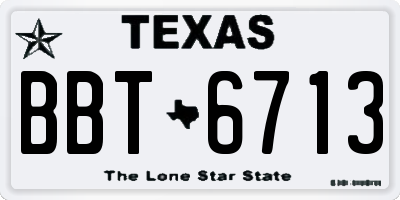 TX license plate BBT6713
