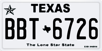 TX license plate BBT6726