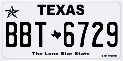 TX license plate BBT6729