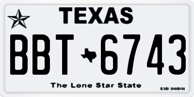 TX license plate BBT6743