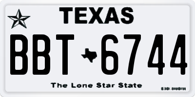 TX license plate BBT6744