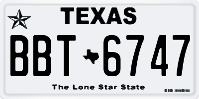 TX license plate BBT6747