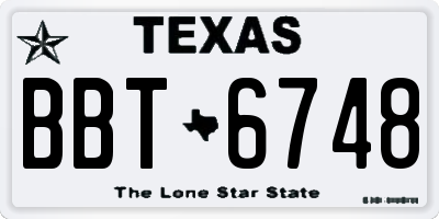 TX license plate BBT6748