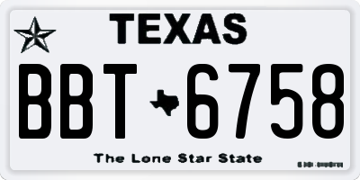 TX license plate BBT6758