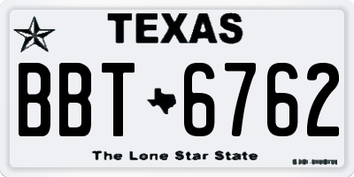 TX license plate BBT6762