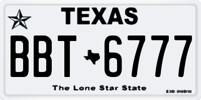 TX license plate BBT6777