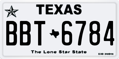 TX license plate BBT6784