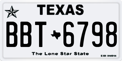 TX license plate BBT6798