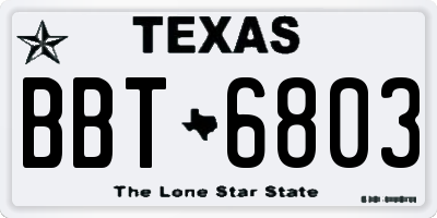 TX license plate BBT6803