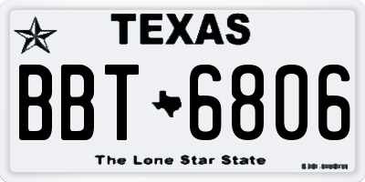 TX license plate BBT6806