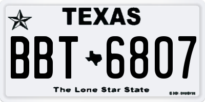 TX license plate BBT6807