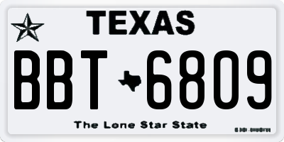 TX license plate BBT6809