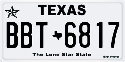 TX license plate BBT6817