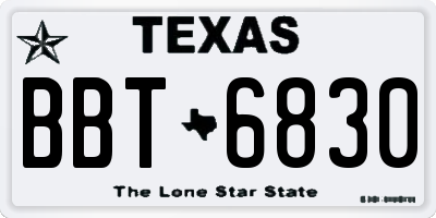 TX license plate BBT6830