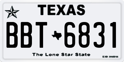 TX license plate BBT6831