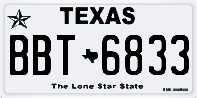 TX license plate BBT6833