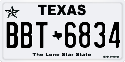 TX license plate BBT6834