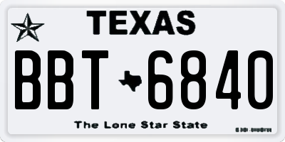 TX license plate BBT6840