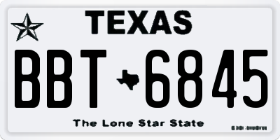TX license plate BBT6845