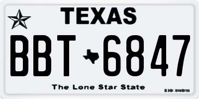 TX license plate BBT6847