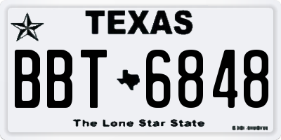 TX license plate BBT6848
