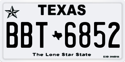 TX license plate BBT6852