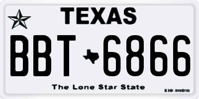 TX license plate BBT6866