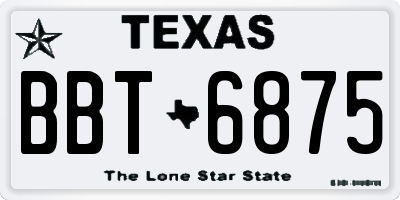 TX license plate BBT6875